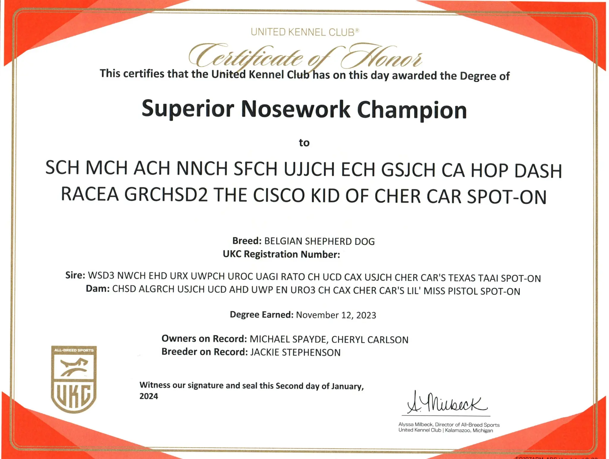 Senior Champion (SCH)